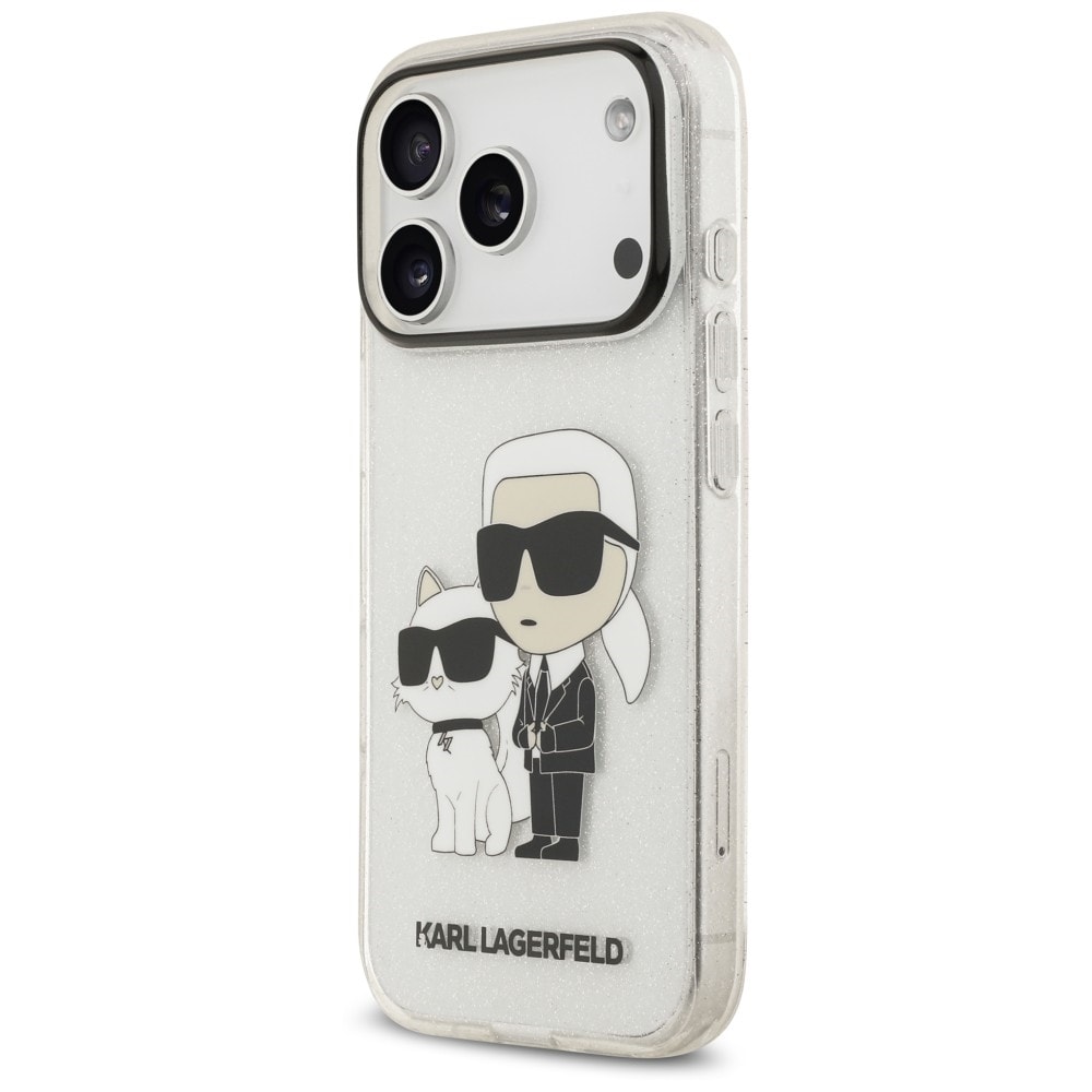 Karl Lagerfeld IML NFT Glitter Karl&Choupette-etui til iPhone 18 Pro / 17 Pro – gjennomsiktig