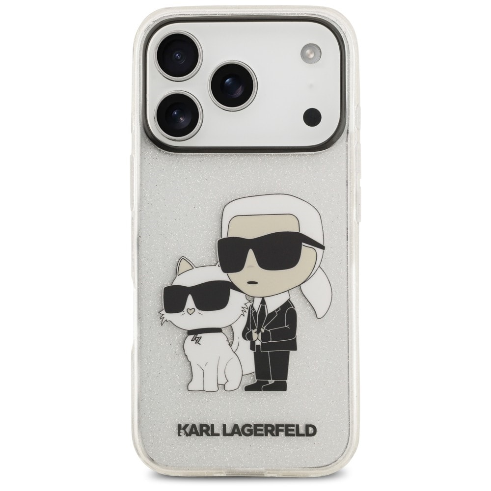 Karl Lagerfeld IML NFT Glitter Karl&Choupette-etui til iPhone 18 Pro / 17 Pro – gjennomsiktig