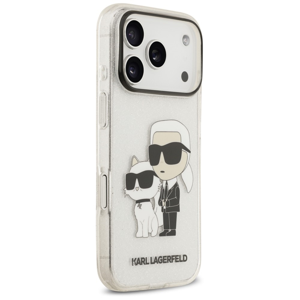 Karl Lagerfeld IML NFT Glitter Karl&Choupette-etui til iPhone 18 Pro / 17 Pro – gjennomsiktig