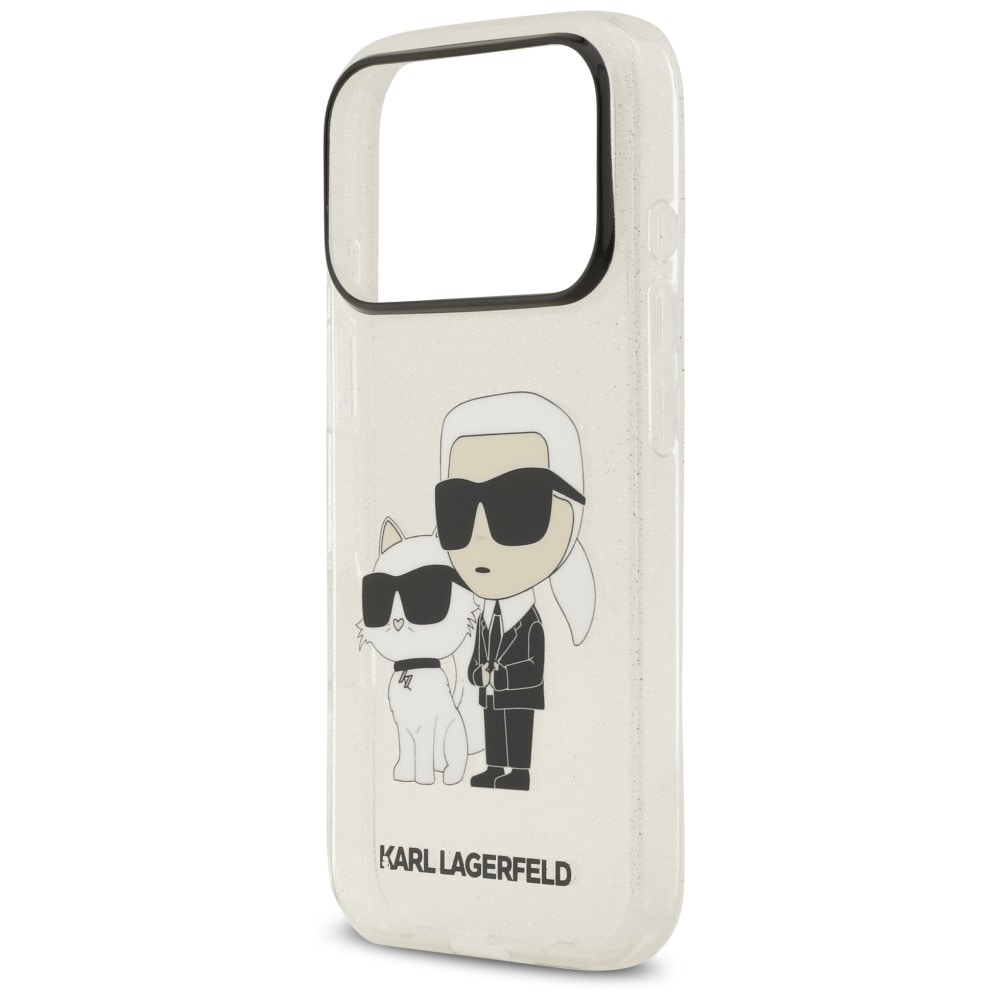 Karl Lagerfeld IML NFT Glitter Karl&Choupette-etui til iPhone 18 Pro / 17 Pro – gjennomsiktig