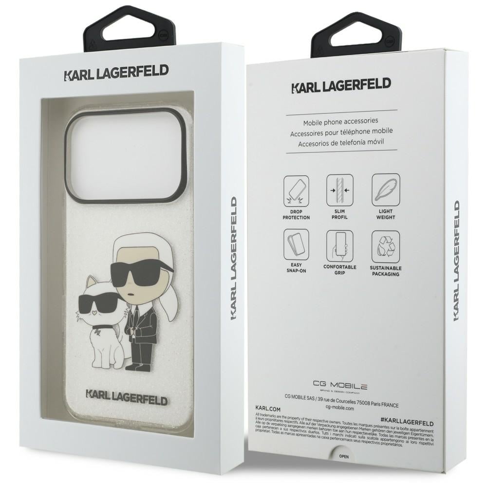 Karl Lagerfeld IML NFT Glitter Karl&Choupette-etui til iPhone 18 Pro / 17 Pro – gjennomsiktig