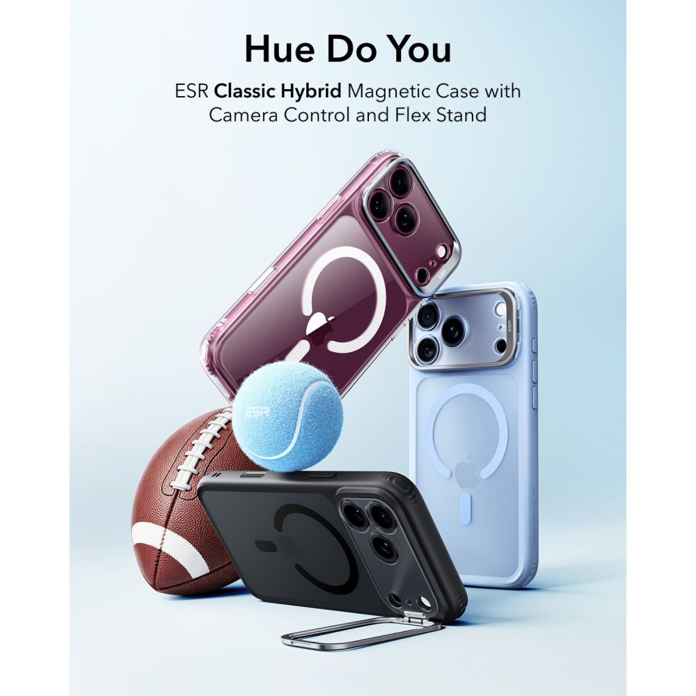 ESR Classic Hybrid-etui med støttefot og MagSafe for iPhone 18 Pro / 17 Pro – svart