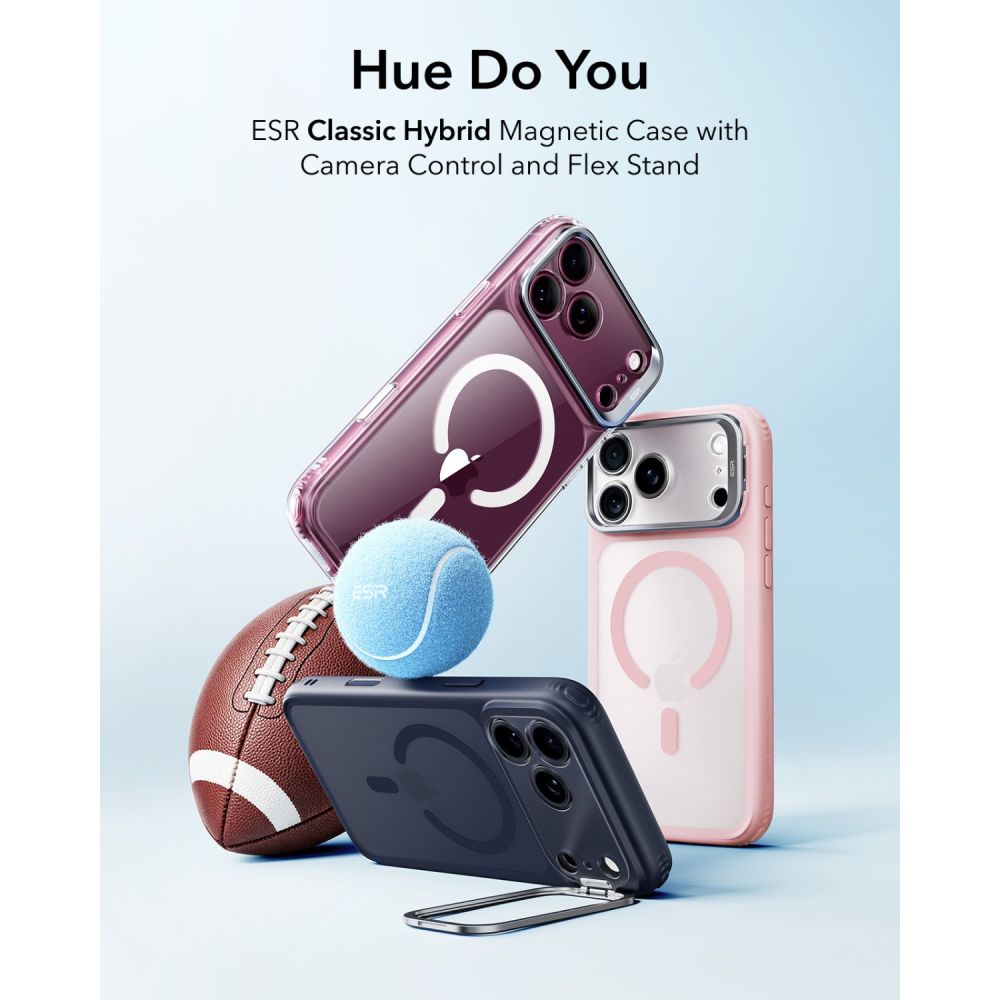 ESR Classic Hybrid-etui med støttefot og MagSafe for iPhone 18 Pro / 17 Pro – matt rosa