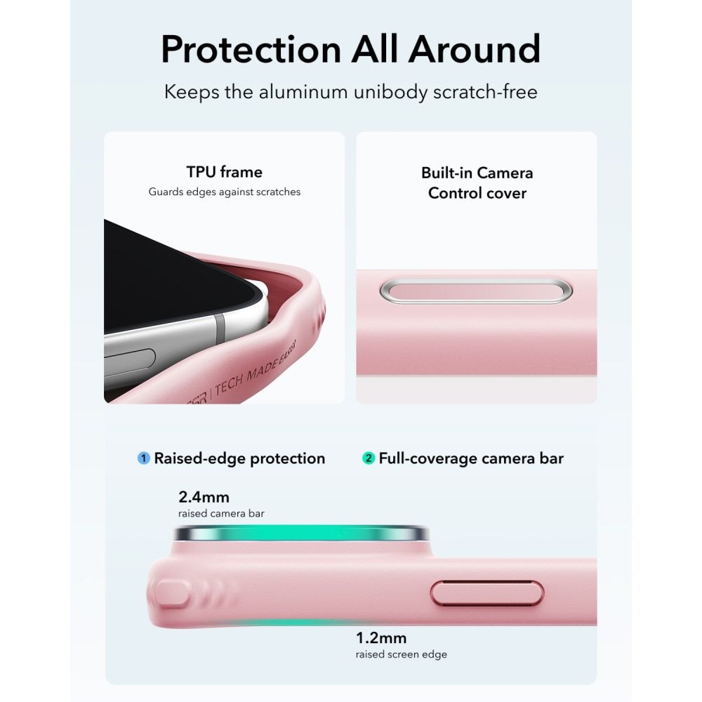 ESR Classic Hybrid-etui med støttefot og MagSafe for iPhone 18 Pro / 17 Pro – matt rosa