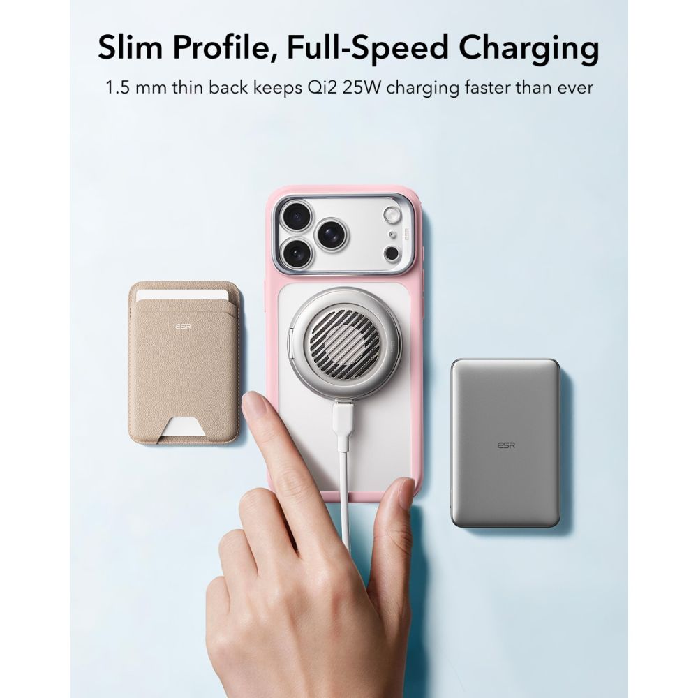 ESR Classic Hybrid-etui med støttefot og MagSafe for iPhone 18 Pro / 17 Pro – matt rosa