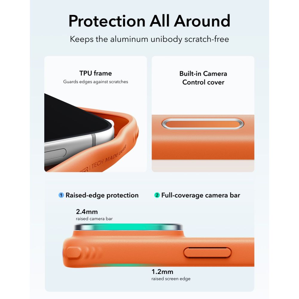 ESR Classic Hybrid-etui med støttefot og MagSafe for iPhone 18 Pro / 17 Pro – matt oransje