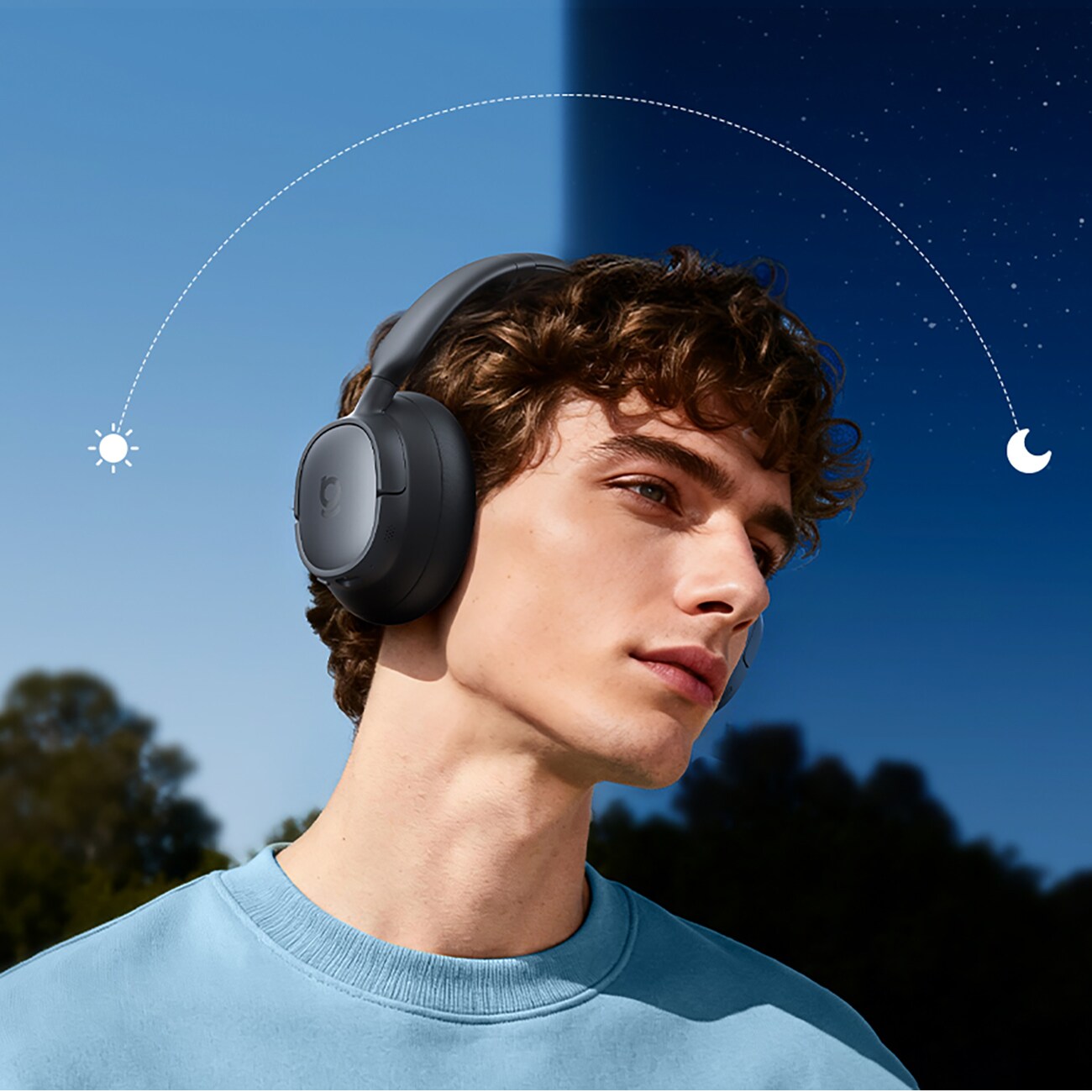 Baseus Bass BH1 NC Lite trådløse over-ear-hodetelefoner med ANC – grå