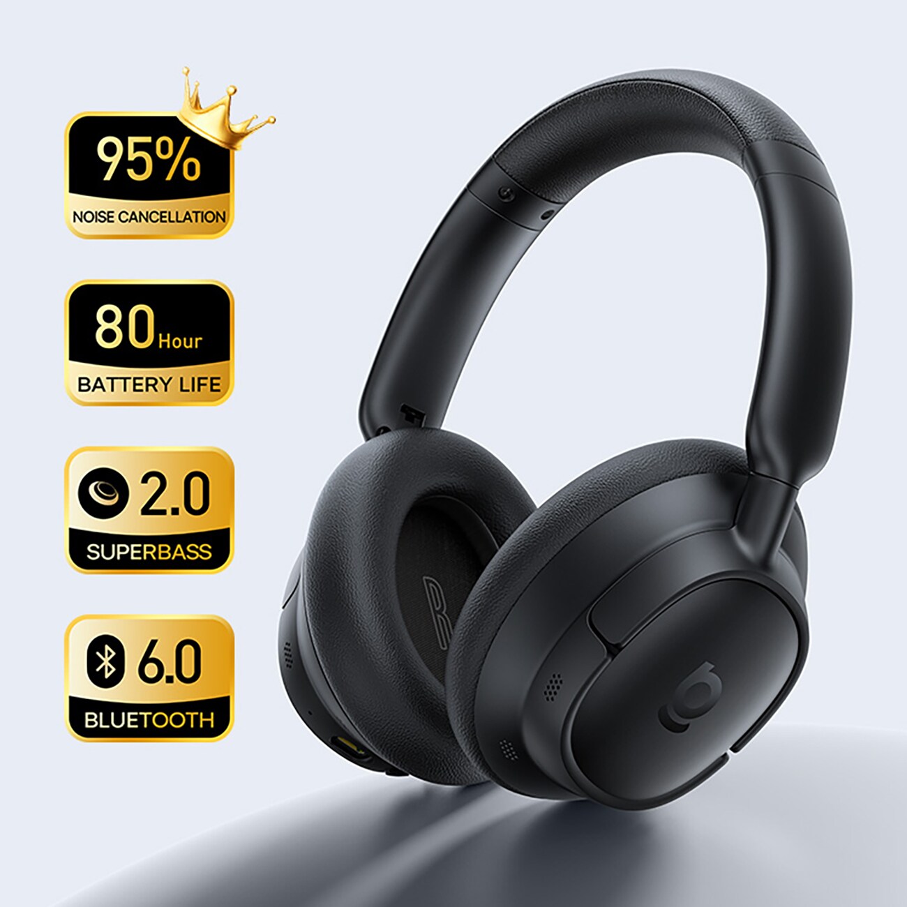 Baseus Bass BH1 NC Lite trådløse over-ear-hodetelefoner med ANC – grå