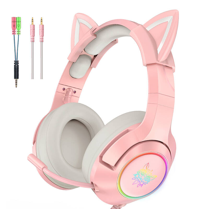 ONIKUMA K9 Pink RGB Gaming-hodetelefoner