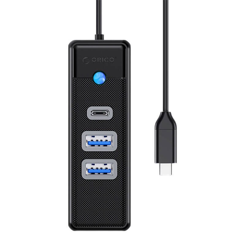 Orico Hub USB-C til 2x USB 3.0 + USB-C, 5 Gbps, 0,15 m (svart)