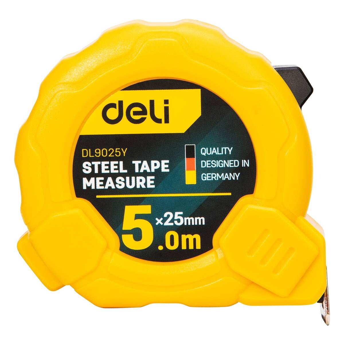 Målebånd i stål 5m/25mm Deli Tools EDL9025Y (gul)