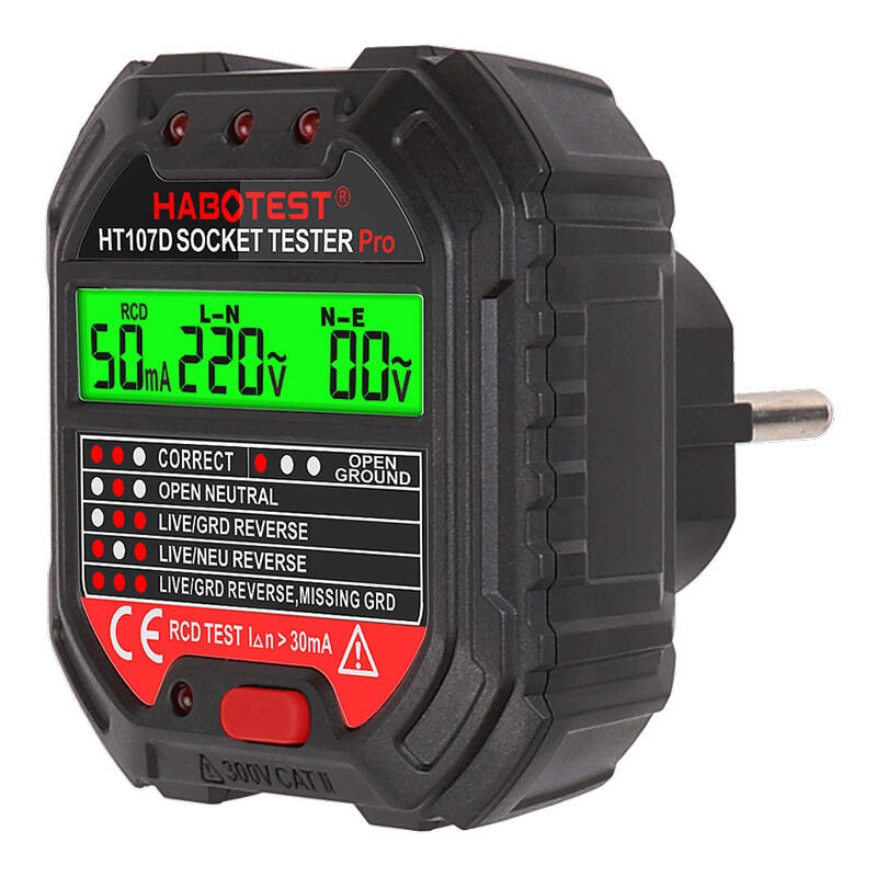 Stikkontakttester med digitalt display Habotest HT107D