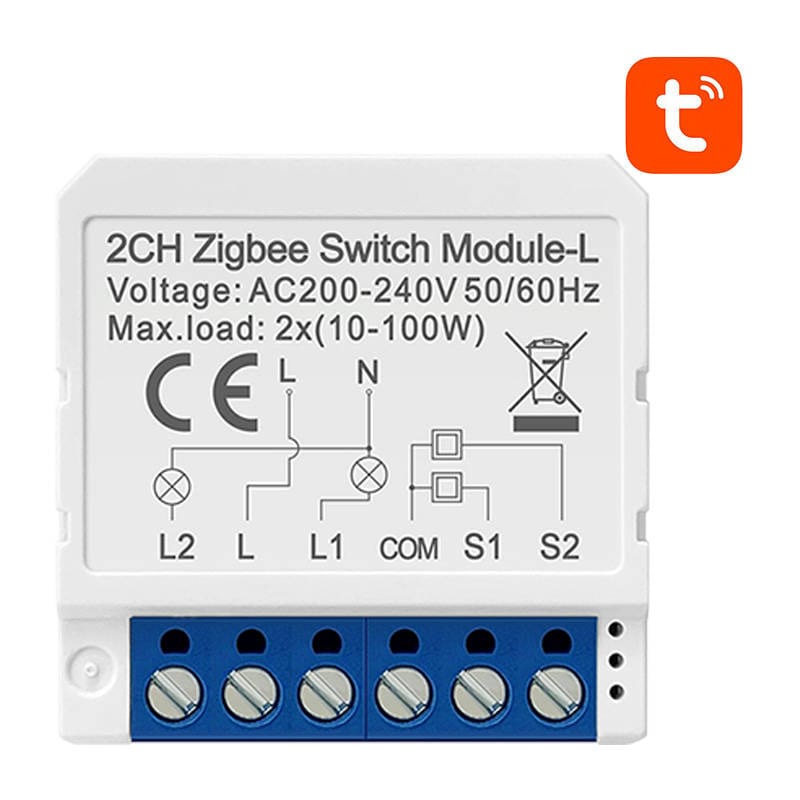 Smart brytermodul ZigBee Avatto LZWSM16-W2 Nei Nøytral TUYA