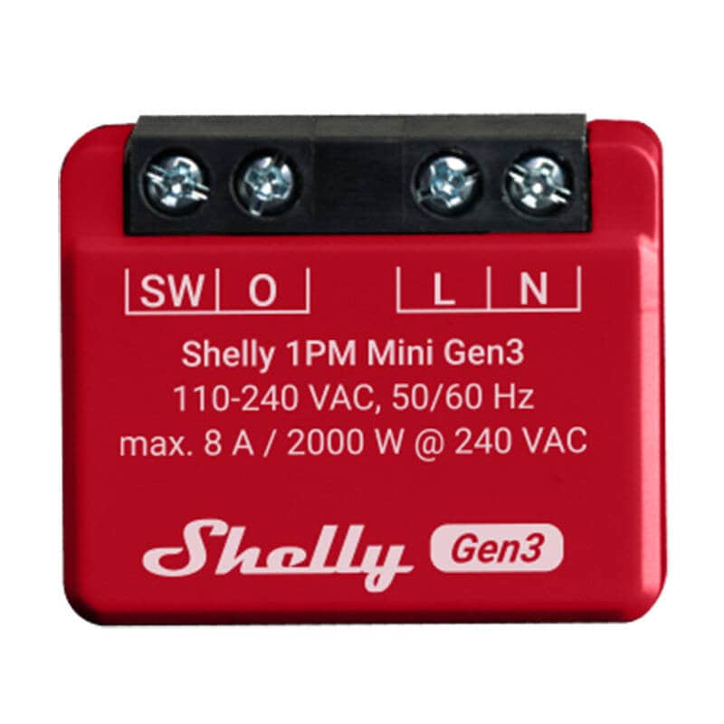 Shelly 1PM Mini Gen3-kontroller, WiFi/Bluetooth