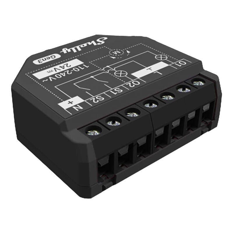 Shelly 2PM Gen3 2-kanals kontroller, WiFi/Bluetooth (energimåling)