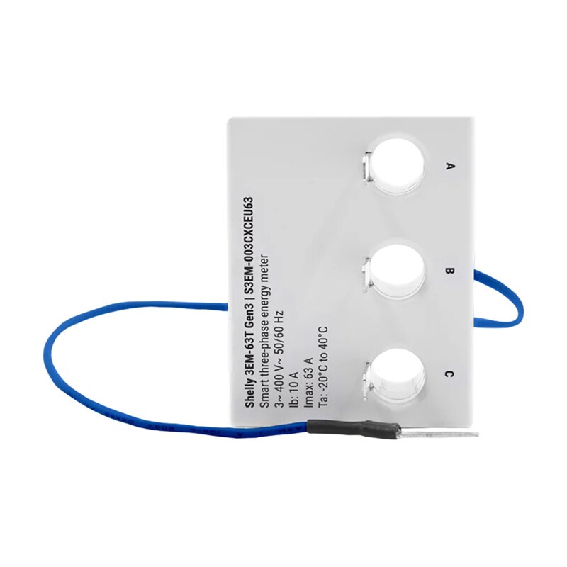 Shelly 3EM-63T Gen3 1/3-kanals WiFi-energimåler (flat terminal)