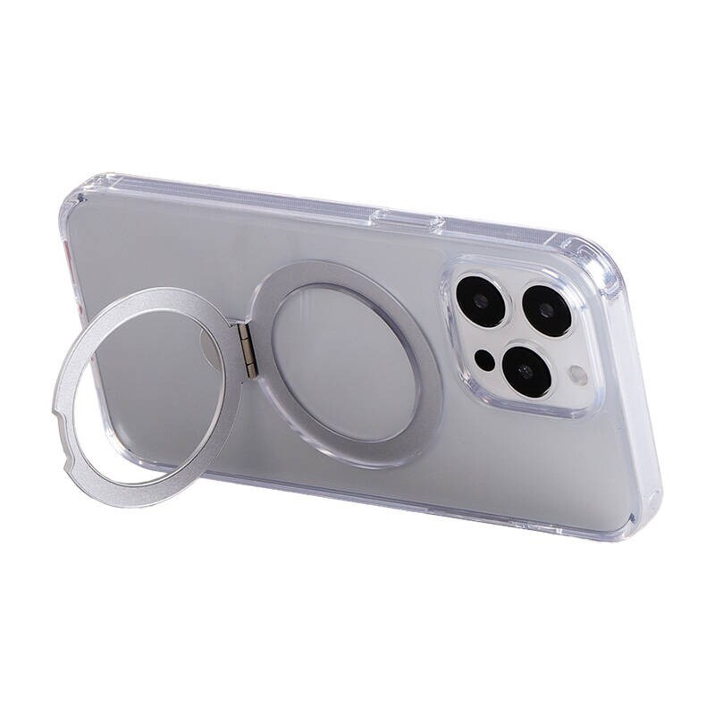 Magnetisk beskyttende telefonveske med holder Joyroom JR-BP004 for iPhone 15 (gjennomsiktig)