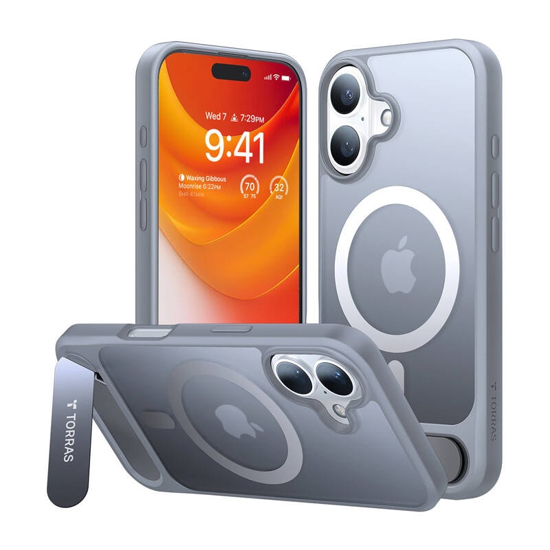 Etui Torras Pstand Series do iPhone 16 Plus (titangrå)