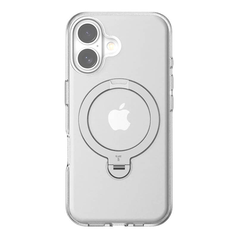 Torras Ostand Spin-etui for iPhone 16 Plus (gjennomsiktig)