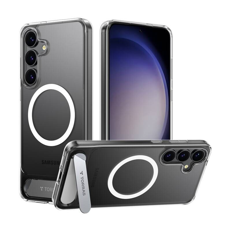 Torras Pstand Series telefonveske for Samsung S25 (gjennomsiktig)
