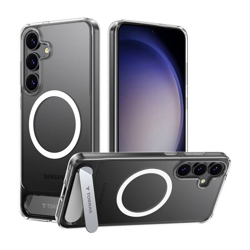 Torras Pstand Series telefonveske for Samsung S25+ (gjennomsiktig)