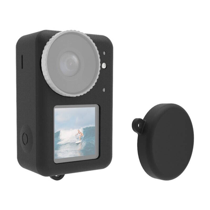 Silikon Puluz etui for DJI Osmo Action 3 / 4 / 5 Pro med objektivdeksel (svart)