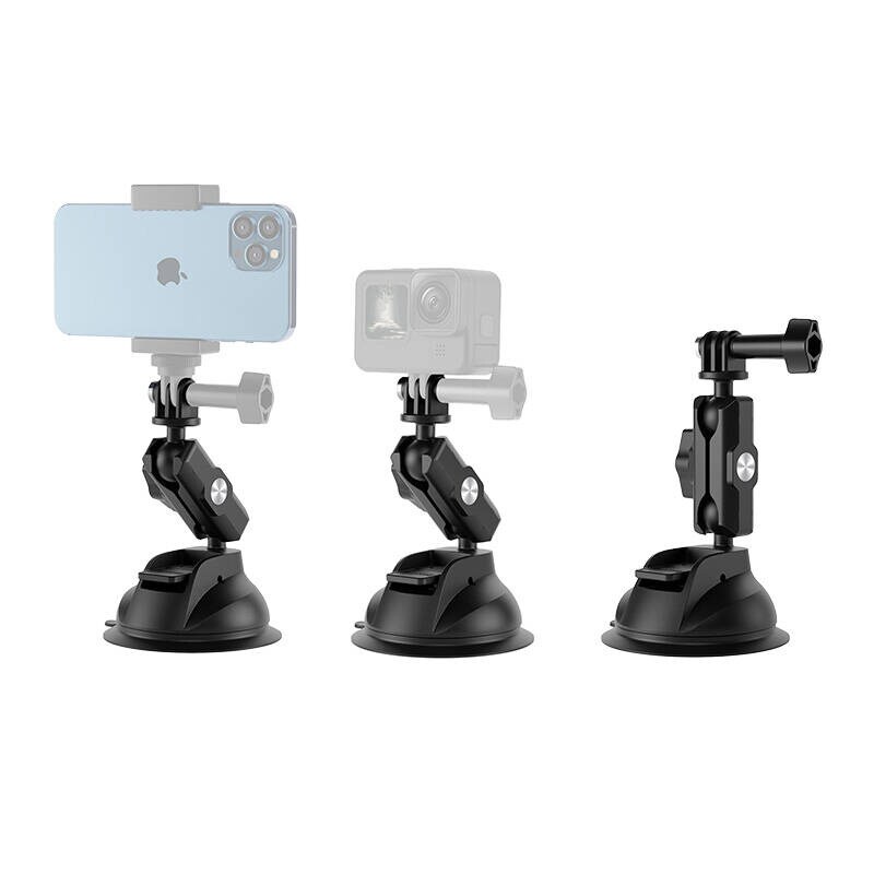 TELESIN Universal sugekoppholder med telefonholder og feste for actionkamera TE-SUC-012