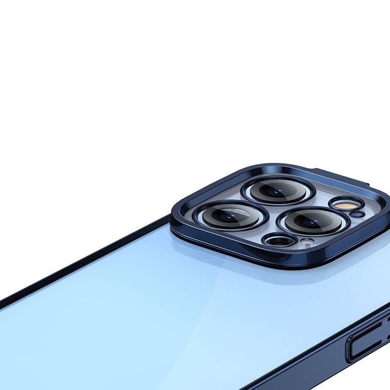 Baseus Glitter gjennomsiktig etui og herdet glass sett for iPhone 14 Pro (blå)
