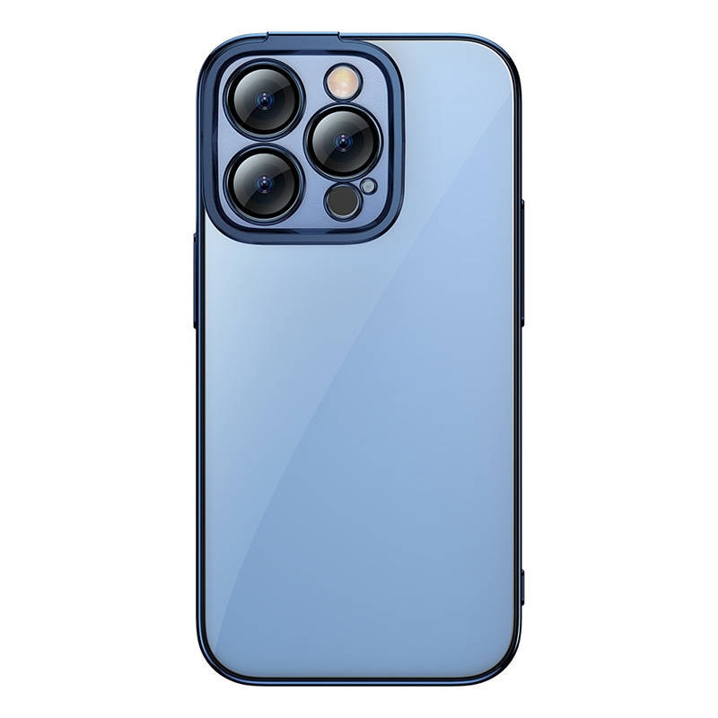 Baseus Glitter gjennomsiktig etui og herdet glass sett for iPhone 14 Pro (blå)