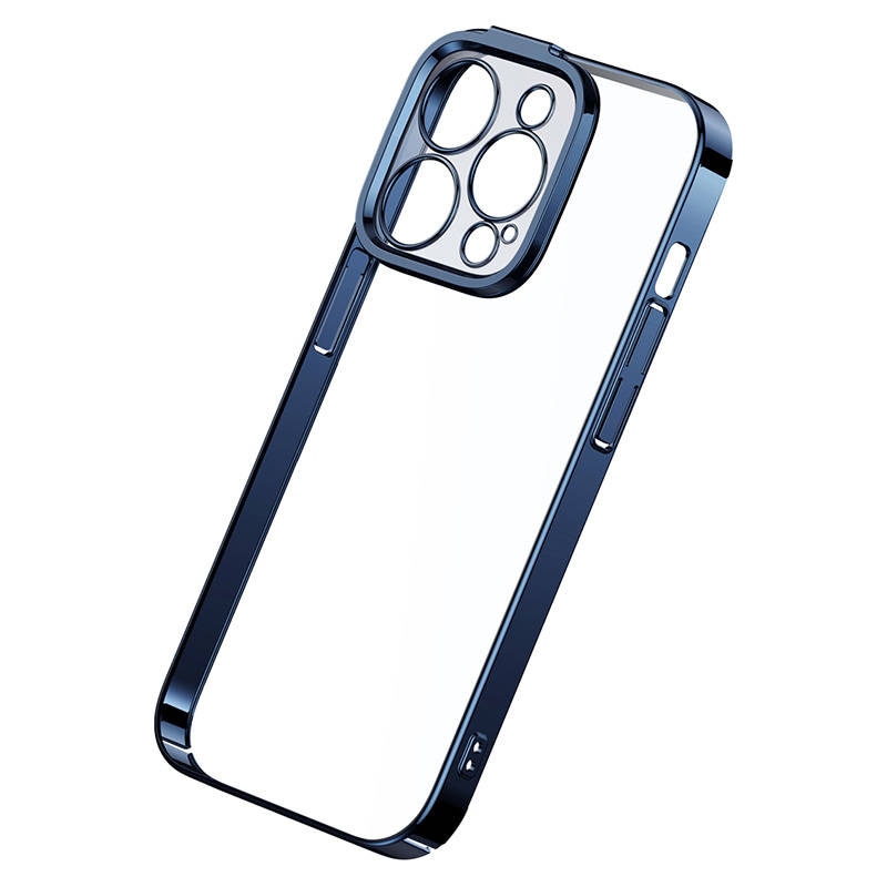 Baseus Glitter gjennomsiktig etui og herdet glass sett for iPhone 14 Pro (blå)
