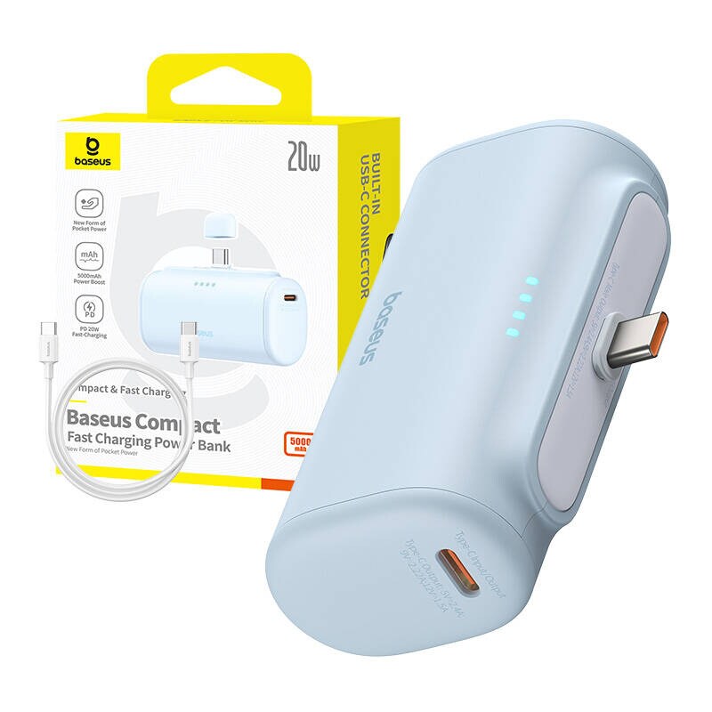 Powerbank baseus Kompakt USB-C 5000 mAh, 20 W (blå)