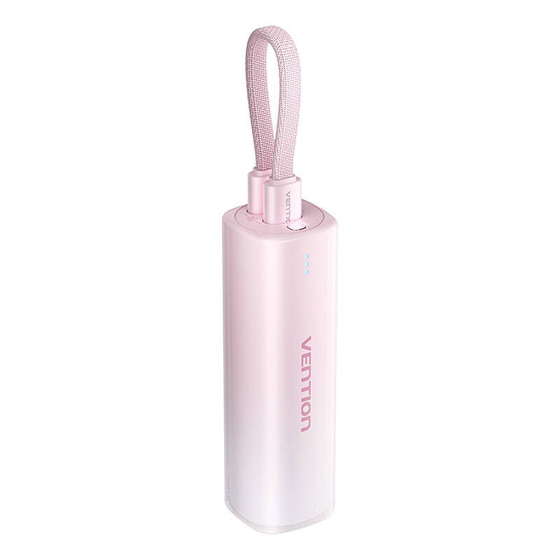Powerbank 5000 mAh Vention FHWR0 20W + USB-C til lynkabel (rosa)