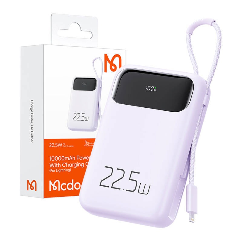 Power Bank Mcdodo MC-3255 10000 mAh, 22,5 W, for lys (lilla)