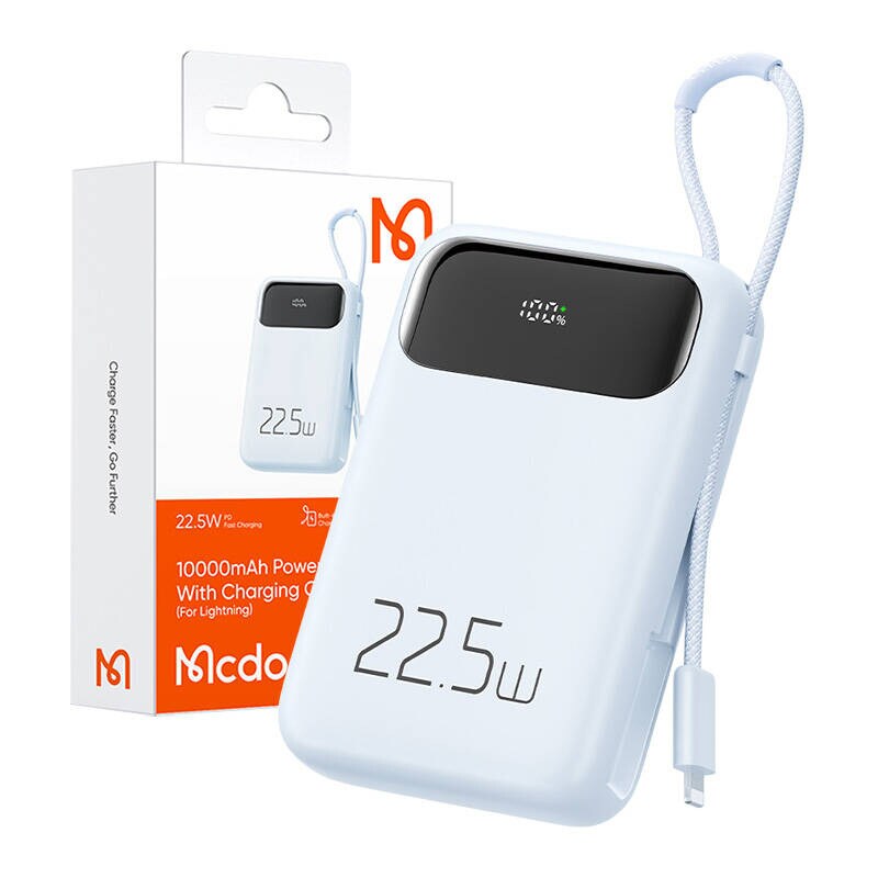 Mcdodo Power Bank MC-3254 10000 mAh, 22,5 W, for lys (blå)