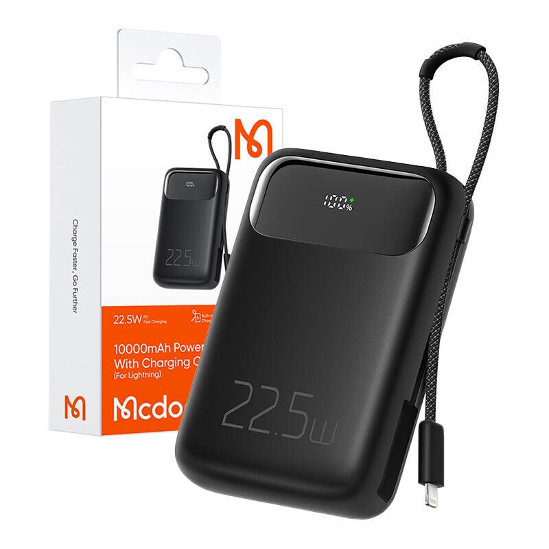 Power Bank Mcdodo MC-3253 10000 mAh, 22,5 W, for lys (svart)