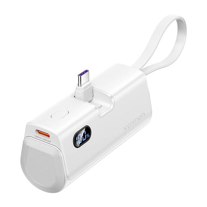 Powerbank Vention LED-display 4800 mAh 22,5 W FHQW0 (hvit)