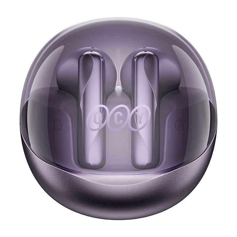 TWS QCY AilyBuds Clear T32-hodetelefoner (lilla)