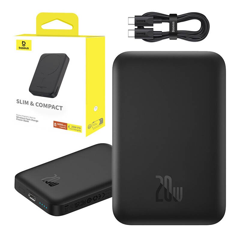 Mini trådløs PowerBank 20W Baseus (svart)