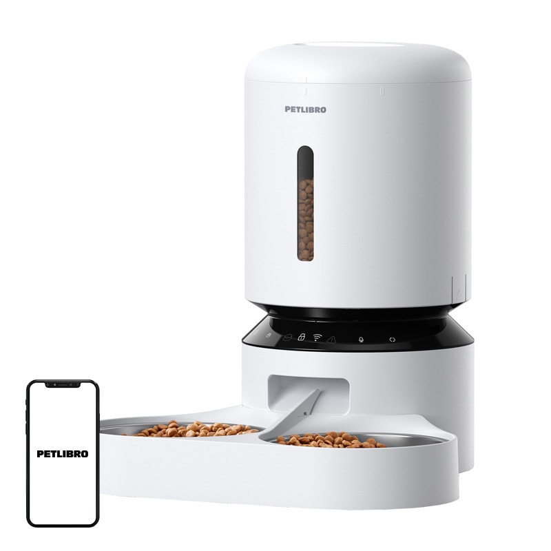 Petlibro Granary matautomat med dobbel skål, Wifi, 5L (hvit)