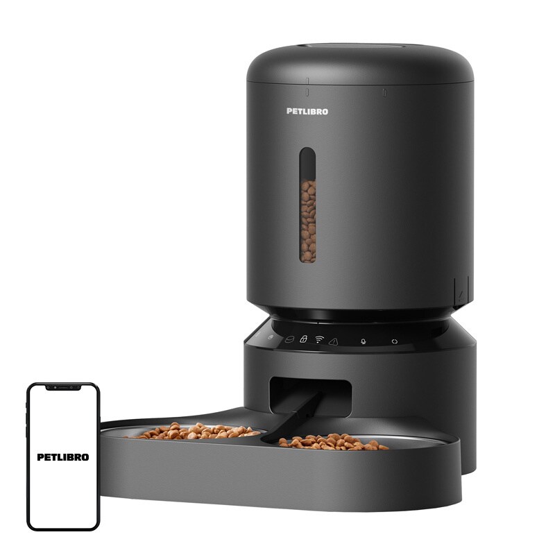 Petlibro Granary matautomat med dobbel skål, Wifi, 5L (svart)