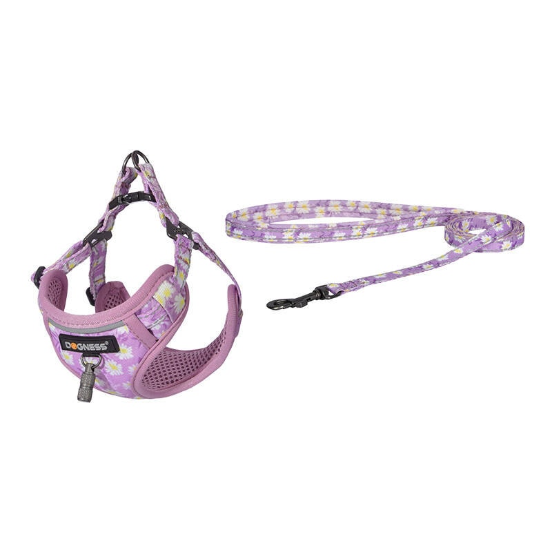 Dogness gåtursett bånd 1,5m + sele for hund (rosa)