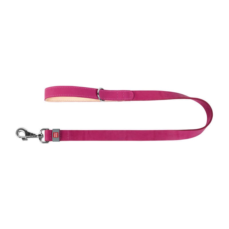 WAUDOG hundebånd i naturskinn 20 mm bredt, 122 cm langt rosa