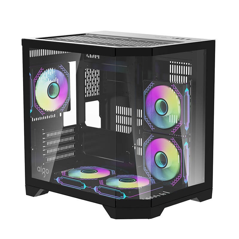 Darflash FT350 PC-kabinett + 5 aRGB-vifter (svart)