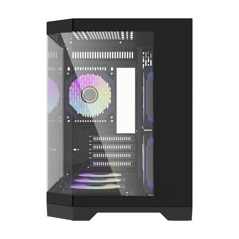Darflash FT418 PC-kabinett + 6 aRGB-vifter (svart)