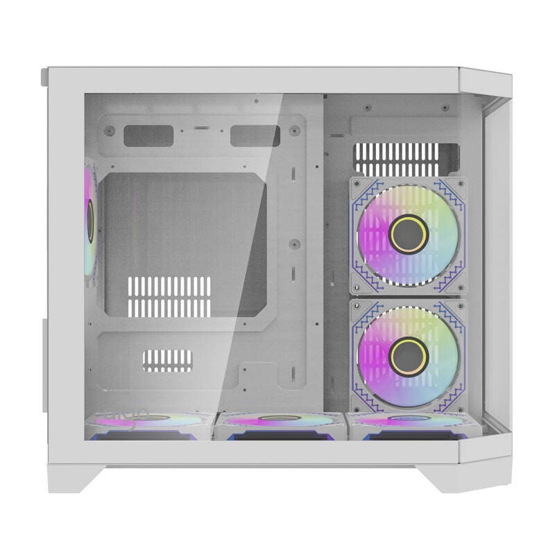 Darflash FT418 PC-kabinett + 6 aRGB-vifter (hvit)