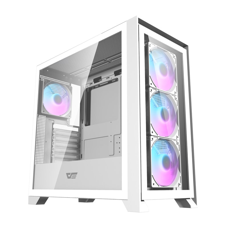 Darkflash DRX90 PC-kabinett i glass (hvit)