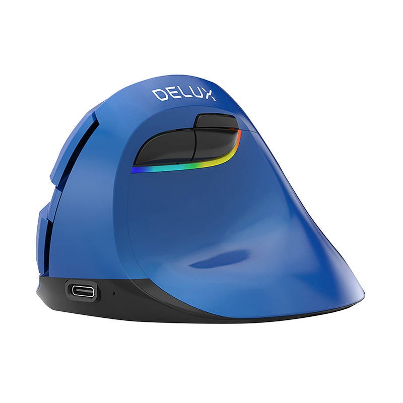 Trådløs vertikal mus Delux M618Mini BT4.0 + 2,4 GHz 4000 DPI RGB (blå)