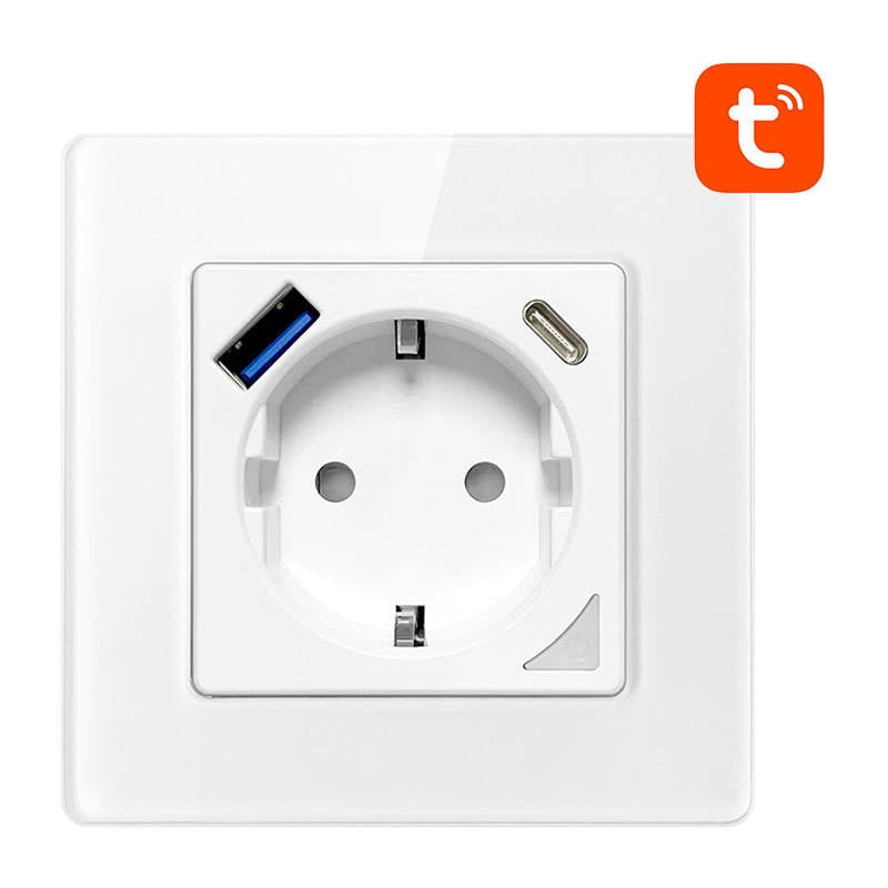 Smart WiFi-veggkontakt Avatto N-WOT10-USB-W TUYA USB USB-C (hvit)