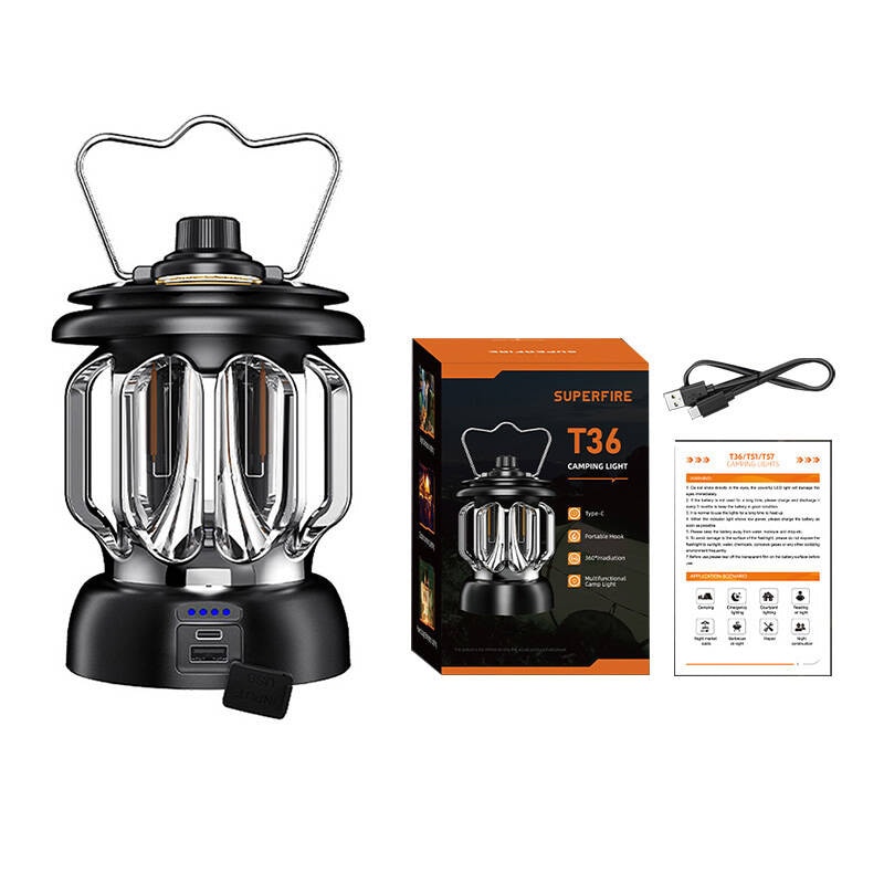 Superfire T36 campinglampe, USB-C, 3 moduser
