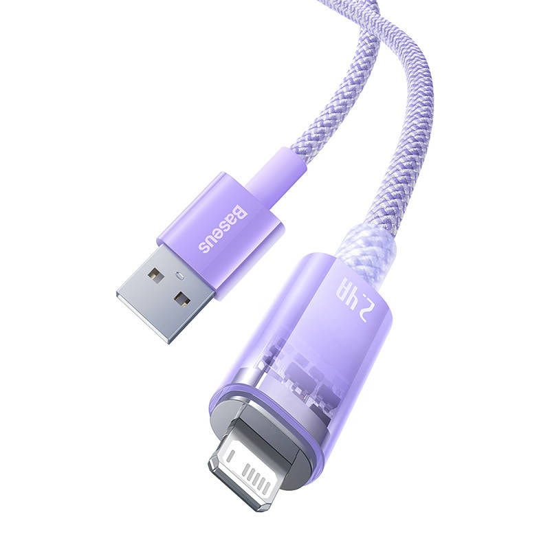 Hurtigladingskabel Baseus USB-A til Lightning Explorer Series 1m 2,4A (lilla)